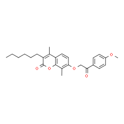 3-hexyl-7-[2-(4-methoxyphenyl)-2-oxoethoxy]-4,8-dimethylchromen-2-one Structure