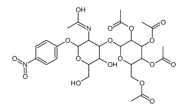 对硝基苯基2-乙酰氨基-2-脱氧-3-O-(2,3,4,6-四-O-乙酰基-β-D-吡喃半乳糖基)-α-D-吡喃半乳糖苷结构式