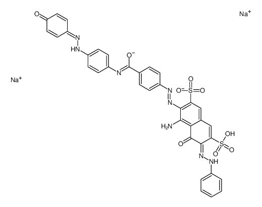 4-amino-5-hydroxy-3-[[4-[[[4-[(4-hydroxyphenyl)azo]phenyl]amino]carbonyl]phenyl]azo]-6-(phenylazo)naphthalene-2,7-disulphonic acid, sodium salt Structure