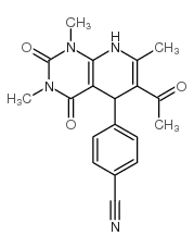 4-(6-乙酰基-1,3,7-三甲基-2,4-二氧代-1,2,3,4,5,8-六氢吡啶并[2,3-d]嘧啶)苯甲腈结构式