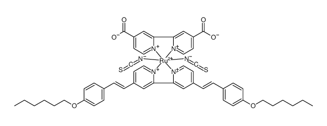 Ru(4,4-dicarboxylic acid-2,2′-bipyridine)(4,4′-bis(p-hexyloxystyryl)-2,2-bipyridine)(NCS)2 Structure
