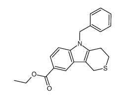 5-benzyl-1,3,4,5-tetrahydro-thiopyrano[4,3-b]indole-8-carboxylic acid ethyl ester结构式