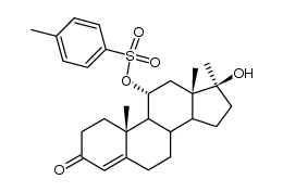 11α-(p-Toluolsulfonyloxy)-17α-methyl-17β-hydroxy-4-androsten-3-on结构式