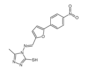 4-<5-(4-p-Nitrophenyl)-2-furfurylidene>amino-3-mercapto-5-methyl-1,2,4-triazole结构式