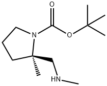 (2R)-2-甲基-2-[(甲氨基)甲基]吡咯烷-1-羧酸叔丁酯结构式