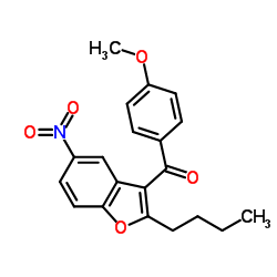 2-丁基-3-(4-甲氧基苯甲酰基)-5-硝基苯并呋喃结构式