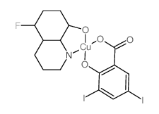 copper; 5-fluoroquinolin-8-ol; 2-hydroxy-3,5-diiodo-benzoic acid Structure
