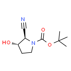 (2R,3S)-2-氰基-3-羟基吡咯烷-1-羧酸叔丁酯结构式