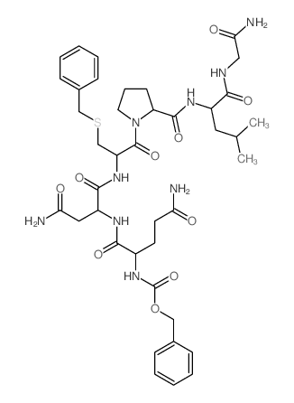 benzyl N-[1-[[1-[[3-benzylsulfanyl-1-[2-[[1-(carbamoylmethylcarbamoyl)-3-methyl-butyl]carbamoyl]pyrrolidin-1-yl]-1-oxo-propan-2-yl]carbamoyl]-2-carbamoyl-ethyl]carbamoyl]-3-carbamoyl-propyl]carbamate结构式