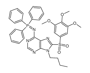 N-(9-butyl-8-((3,4,5-trimethoxyphenyl)sulfonyl)-9H-purin-6-yl)-1,1,1-triphenyl-l5-phosphanimine结构式