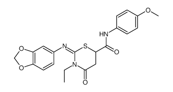 (2E)-2-(1,3-Benzodioxol-5-ylimino)-3-ethyl-N-(4-methoxyphenyl)-4- oxo-1,3-thiazinane-6-carboxamide Structure