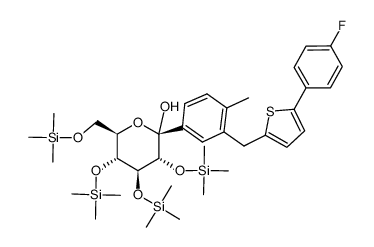 2-{3-[5-(4-Fluoro-phenyl)-thiophen-2-ylmethyl]-4-methyl-phenyl}-3,4,5-tris-trimethylsilanyloxy-6-trimethylsilanyloxymethyl-tetrahydro-pyran-2-ol Structure