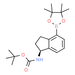 (S)-(4-(4,4,5,5-四甲基-1,3,2-二噁硼烷-2-基)-2,3-二氢-1H-茚-1-基)氨基甲酸叔丁酯结构式
