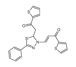 (E)-3-[2-(2-oxo-2-thiophen-2-ylethyl)-5-phenyl-2H-1,3,4-thiadiazol-3-yl]-1-thiophen-2-ylprop-2-en-1-one Structure