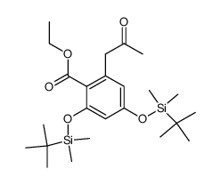 2,4-Bis-(tert-butyl-dimethyl-silanyloxy)-6-(2-oxo-propyl)-benzoic acid ethyl ester Structure