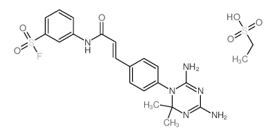 3-[3-[4-(4,6-diamino-2,2-dimethyl-1,3,5-triazin-1-yl)phenyl]prop-2-enoylamino]benzenesulfonyl fluoride; ethanesulfonic acid Structure