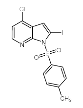 4-氯-2-碘-1-[(4-甲基苯基)磺酰基]-1H-吡咯并[2,3-b]吡啶结构式