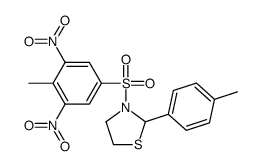 Thiazolidine, 3-[(4-methyl-3,5-dinitrophenyl)sulfonyl]-2-(4-methylphenyl)- (9CI) Structure