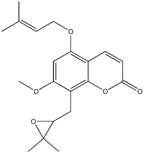 (+)-8-[[3,3-Dimethyloxiran-2-yl]methyl]-7-methoxy-5-[(3-methyl-2-butenyl)oxy]-2H-1-benzopyran-2-one结构式