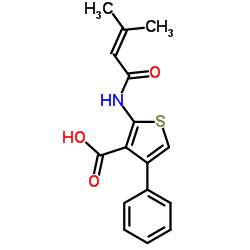 2-[(3-METHYLBUT-2-ENOYL)AMINO]-4-PHENYLTHIOPHENE-3-CARBOXYLIC ACID结构式