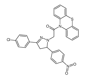 2-[5-(4-chlorophenyl)-3-(4-nitrophenyl)-3,4-dihydropyrazol-2-yl]-1-phenothiazin-10-ylethanone结构式