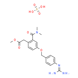 N,N-dimethylcarbamoyl-4-(4-guanidinobenzyloxy)phenyl acetate methane sulfate结构式
