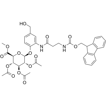 Me-triacetyl-β-D-glucopyranuronate-Ph-CH2OH-Fmoc Structure
