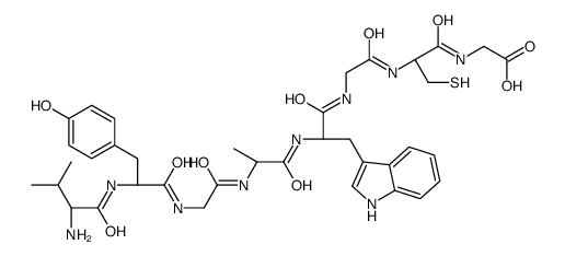 2-[[(2R)-2-[[2-[[(2S)-2-[[(2S)-2-[[2-[[(2S)-2-[[(2S)-2-amino-3-methylbutanoyl]amino]-3-(4-hydroxyphenyl)propanoyl]amino]acetyl]amino]propanoyl]amino]-3-(1H-indol-3-yl)propanoyl]amino]acetyl]amino]-3-sulfanylpropanoyl]amino]acetic acid Structure