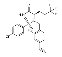 (R)-2-[4-chloro-N-(4-cyano-2-fluorobenzyl)phenylsulfonamido]-5,5,5-trifluoropentanamide Structure