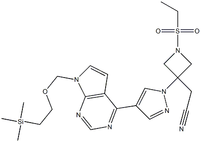 2-(1-(ethylsulfonyl)-3-(4-(7-((2-(trimethylsilyl)ethoxy)methyl)-7H-pyrrolo[2,3-d]pyrimidin-4-yl)-1H-pyrazol-1-yl)azetidin-3-yl)acetonitrile Structure