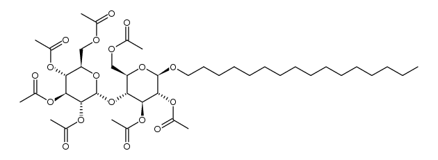 1-hexadecyl-2,3,6-tri-O-acetyl-4-O-(2,3,4,6-tetra-O-acetyl-α-D-glucopyranosyl)-β-D-glucopyranoside结构式