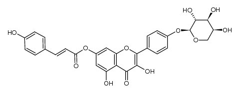 7-O-(E)-p-coumaroylkaempferol-4'-O-α-L-arabinopyranoside结构式