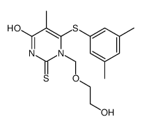 6-(3,5-dimethylphenyl)sulfanyl-1-(2-hydroxyethoxymethyl)-5-methyl-2-sulfanylidenepyrimidin-4-one Structure