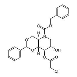 4,6-O-benzylidene-N-benzyloxycarbonyl-3-O-chloroacetyl-1,5-dideoxy-1,5-imino-D-glucitol结构式