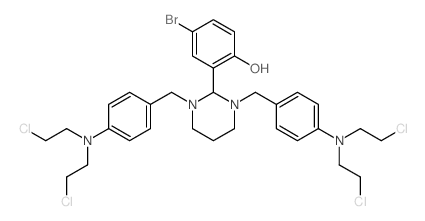 Phenol,2-[1,3-bis[[4-[bis(2-chloroethyl)amino]phenyl]methyl]hexahydro-2-pyrimidinyl]-4-bromo-结构式