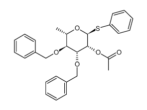 phenyl 2-O-acetyl-3,4-di-O-benzyl-1-thio-α-L-rhamnopyranoside结构式