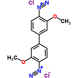 [1,1'-Biphenyl]-4,4'-bis(diazonium),3,3'-dimethoxy-, chloride (1:2) Structure