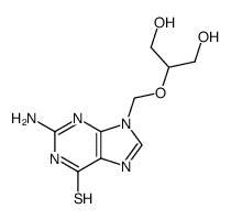 2-amino-9-[(1,3-dihydroxy-2-propoxy)methyl]-6-thiopurine结构式