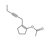 2-(pent-2-yn-1-yl)cyclopent-1-en-1-yl acetate结构式