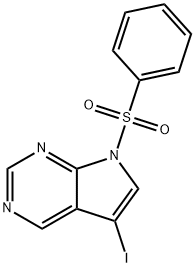 7-(苯磺酰基)-5-碘-7H-吡咯并[2,3-D]嘧啶结构式
