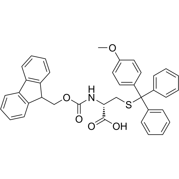 N-[芴甲氧羰基]-S-[(4-甲氧基苯基)二苯基甲基]-D-半胱氨酸结构式