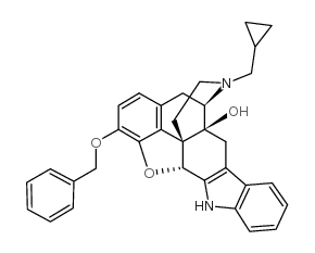 17-(cyclopropylmethyl)-6,7-dehydro-4,5-epoxy-3-benzyloxy-14-hydroxy-6,7,2',3'-indolomorphinan结构式