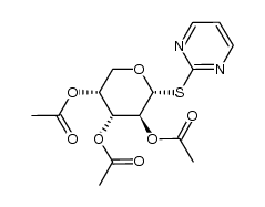 (2R,3S,4R,5R)-2-(pyrimidin-2-ylthio)tetrahydro-2H-pyran-3,4,5-triyl triacetate结构式