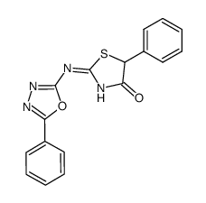 5-phenyl-2-((5-phenyl-1,3,4-oxadiazol-2-yl)imino)thiazolidin-4-one Structure