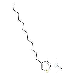 (4-十二烷基-2-噻吩基)三甲基锡烷结构式