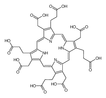 3-[7,12,17-tris-(2-carboxy-ethyl)-3,8,13,18-tetrakis-carboxymethyl-22,24-dihydro-porphin-2-yl]-propionic acid结构式