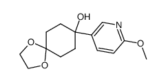 8-(6-methoxy-pyridin-3-yl)-1,4-dioxa-spiro[4.5]decan-8-ol结构式