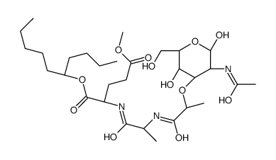 1-O-decan-5-yl 5-O-methyl (2R)-2-[[(2S)-2-[2-[(2S,3R,4R,5S,6R)-3-acetamido-2,5-dihydroxy-6-(hydroxymethyl)oxan-4-yl]oxypropanoylamino]propanoyl]amino]pentanedioate结构式