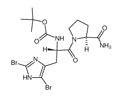 N(α)-t-butoxycarbonyl-2,5-dibromo-L-histidyl-L-proline amide结构式