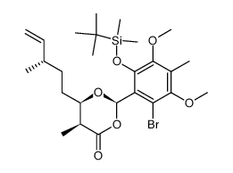 (2R,5S,6R)-2-(2-bromo-6-((tert-butyldimethylsilyl)oxy)-3,5-dimethoxy-4-methylphenyl)-5-methyl-6-((S)-3-methylpent-4-en-1-yl)-1,3-dioxan-4-one结构式
